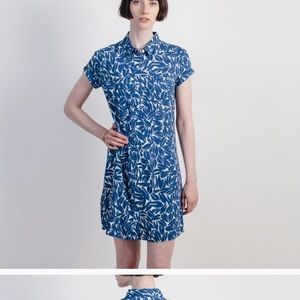 Bridge & Burn Loren Shirt Dress Cobalt Leaf print